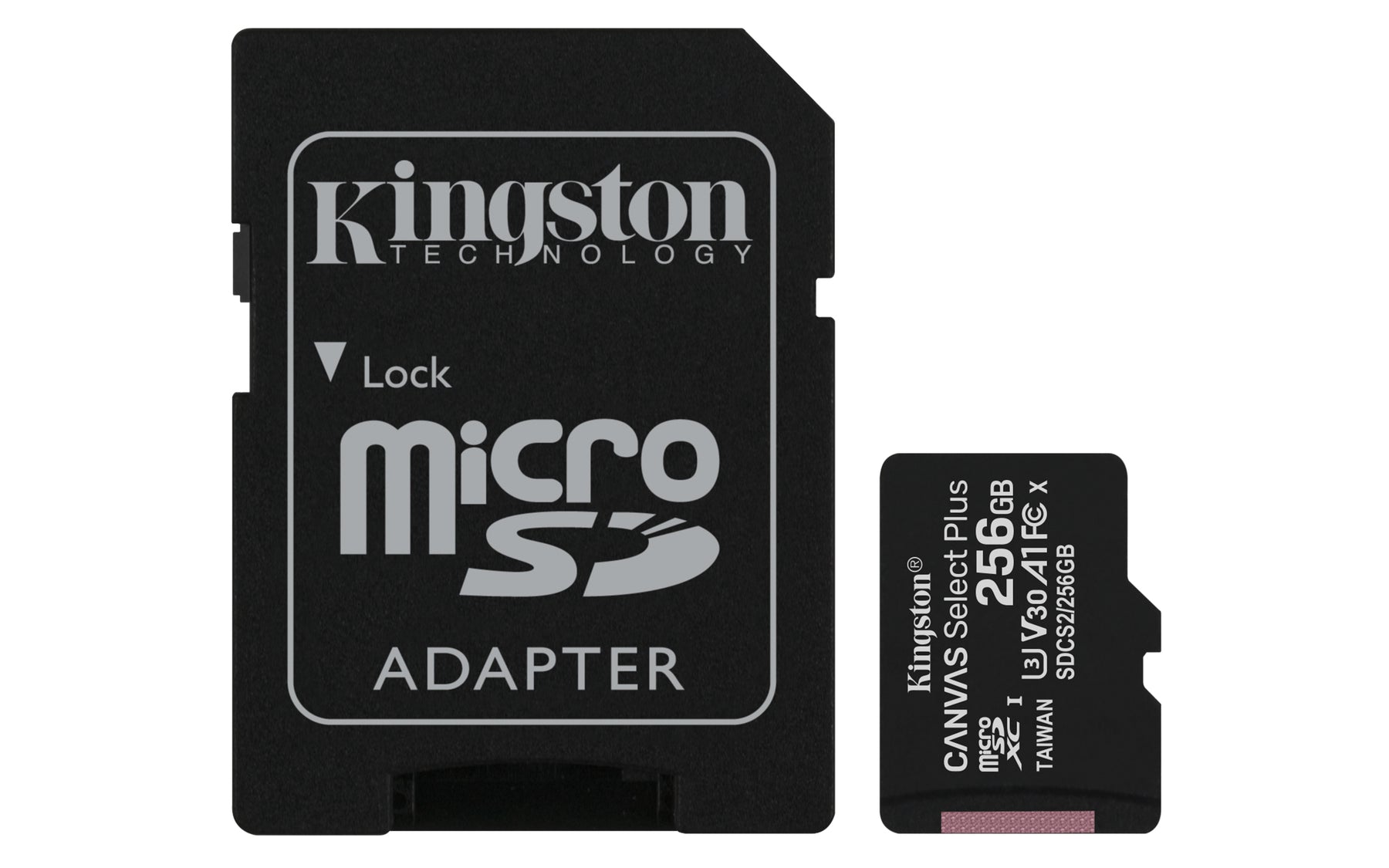 Kingston 256GB Micro SDXC Canvas Select 100R A1 C10 with SD Adaptor -- Kingston Warranty