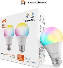 Nexxt Smart Home Indoor WiFi RGB & WhiteLED Light Bulb (2 Pack)