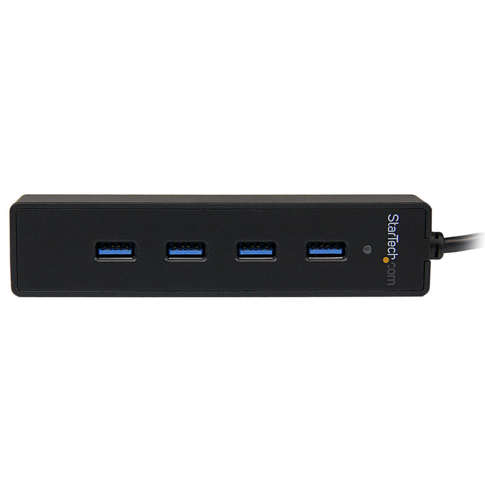StarTech 4 Port Portable SuperSpeed USB 3.0 Hub with Built-in Cable -- 2 Year StarTech Warranty