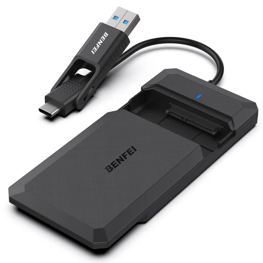 2.5 Inch SATA to USB-A/C, Tool Free External Hard Drive Enclosure, USB Type-C & A to SATA Compatible for 2.5 Inch SSD (Optimized for SSD, Supports UASP SATA III) -- 30 Day TTE.CA Warranty