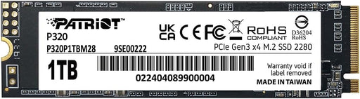 Patriot P320 1 TB Internal SSD - NVMe PCIe Gen 3x4 M.2 2280 - Solid State Drive - Patriot Warranty
