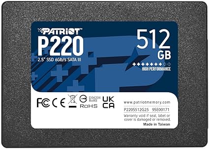 Patriot P210 2.5" 512GB SATA III TLC Internal Solid State Drive (SSD), SEQ read up to 500MB/s, write up to 400MB/s, 4K Aligned Random Write: up to 30K IOPs -- 3 Year Patriot Warranty