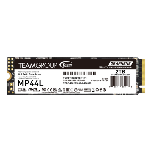 TEAMGROUP MP44L 2TB SLC Cache NVMe 1.4 PCIe Gen 4x4 M.2 2280 Laptop & Desktop SSD (R/W Speed up to 4800/4400MB/s) -- TEAMGROUP Warranty