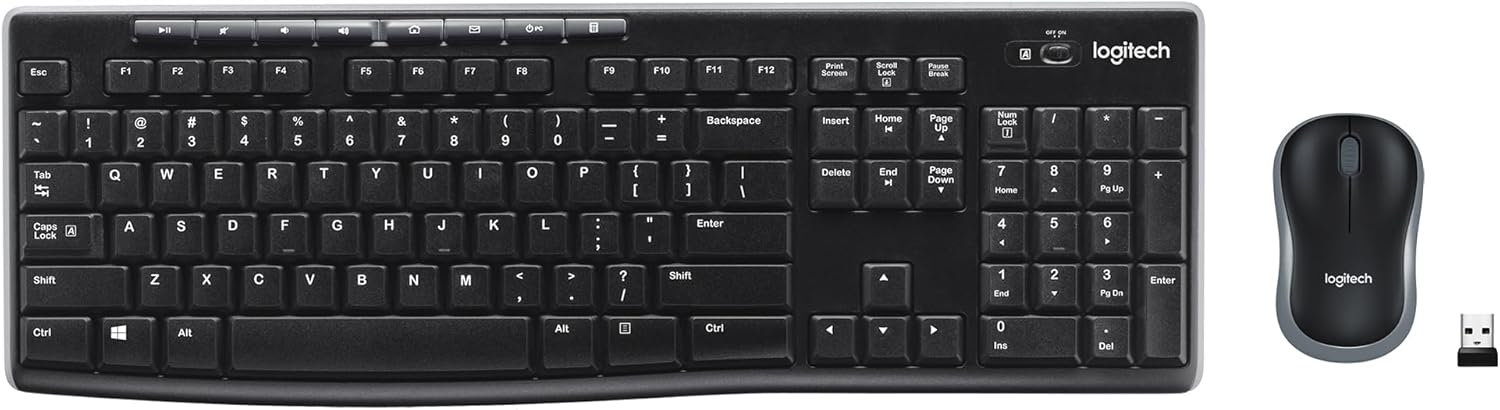 Logitech MK270 Wireless Keyboard and Mouse Combo for Windows, 2.4 GHz Wireless, Compact Mouse, 8 Multimedia and Shortcut Keys, Long Battery Life, for PC, Laptop -- Logitech Warranty