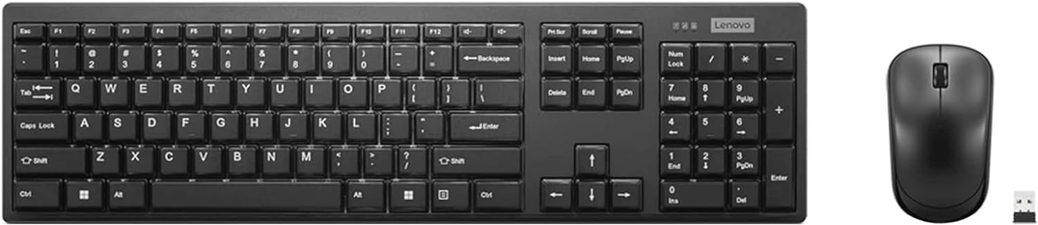 Lenovo 100 Wireless Keyboard and Mouse Combo - USB type A adaptor,  Keyboard and Mouse Set - Lenovo 1 Year Warranty