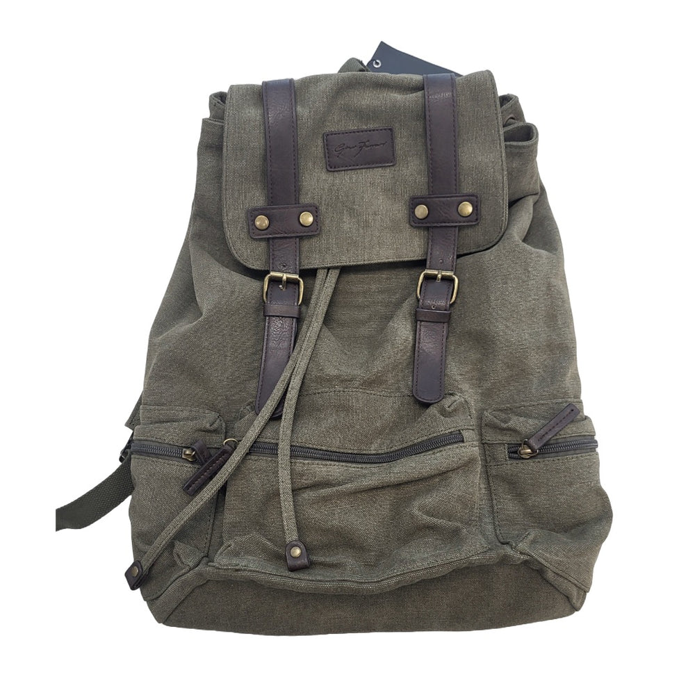 Gino Ferrari Backpack 17In Boreal Durable High Quality Canvas - Olive Green
