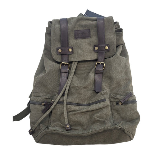 Gino Ferrari Backpack 17In Boreal Durable High Quality Canvas - Olive Green