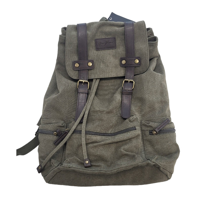 Gino Ferrari Backpack 17In Boreal Durable High Quality Canvas - Olive Green