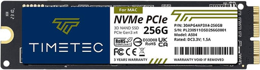 256GB MAC SSD NVMe PCIe Gen3x4 3D NAND TLC Read Up to 1950MB/s