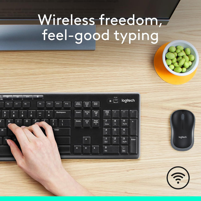 Logitech MK270 Wireless Keyboard and Mouse Combo for Windows, 2.4 GHz Wireless, Compact Mouse, 8 Multimedia and Shortcut Keys, Long Battery Life, for PC, Laptop -- Logitech Warranty