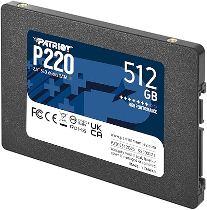 Patriot P210 2.5" 512GB SATA III TLC Internal Solid State Drive (SSD), SEQ read up to 500MB/s, write up to 400MB/s, 4K Aligned Random Write: up to 30K IOPs -- 3 Year Patriot Warranty