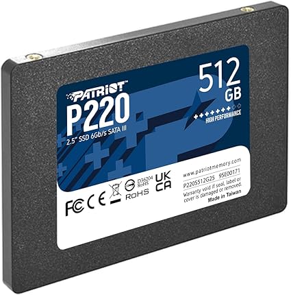 Patriot P210 2.5" 512GB SATA III TLC Internal Solid State Drive (SSD), SEQ read up to 500MB/s, write up to 400MB/s, 4K Aligned Random Write: up to 30K IOPs -- 3 Year Patriot Warranty