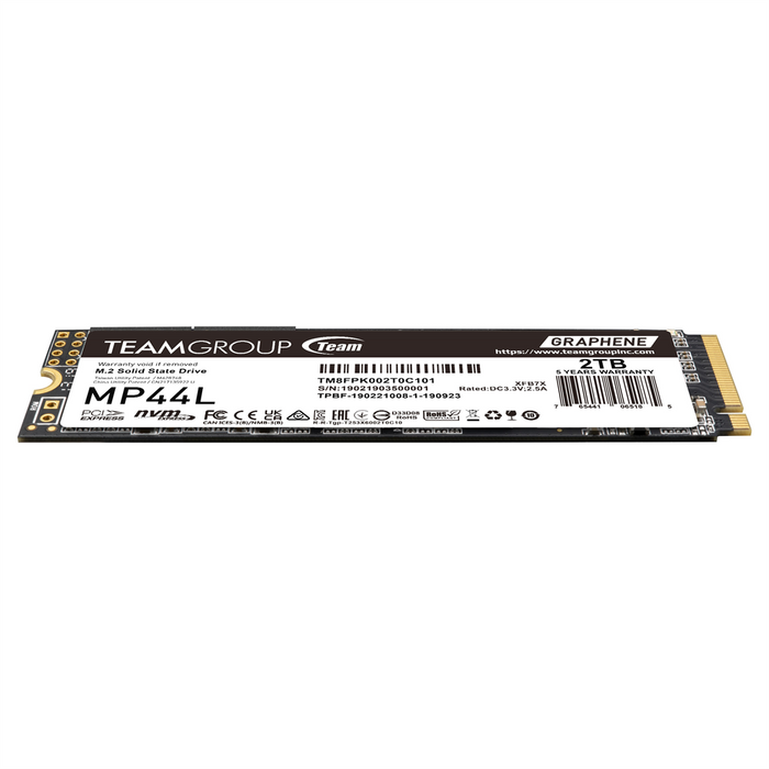TEAMGROUP MP44L 2TB SLC Cache NVMe 1.4 PCIe Gen 4x4 M.2 2280 Laptop & Desktop SSD (R/W Speed up to 4800/4400MB/s) -- TEAMGROUP Warranty