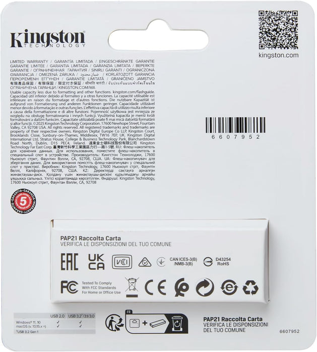 Kingston 512 GB USB 3.2 G1 DataTraveler EXODIA S (Black/Yellow) (Backward Compatible)  -- 5 Year Kingston Warranty