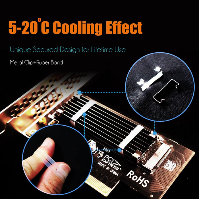 PA09-HS M.2 NVMe to PCIe 4.0 X4 Adapter with M.2 Heatsink for M.2 NVMe SSD -- 30 Day TTE.CA Warranty