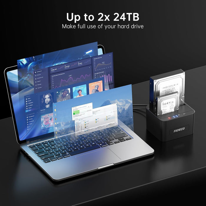 External Hard Drive Docking Station, Hard Drive Dock for 2.5 and 3.5 inch SATA HDD SSD, HDD Docking Station with Dual Bay, USB 3.0 Hard Drive Reader, Support Offline Clone and UASP