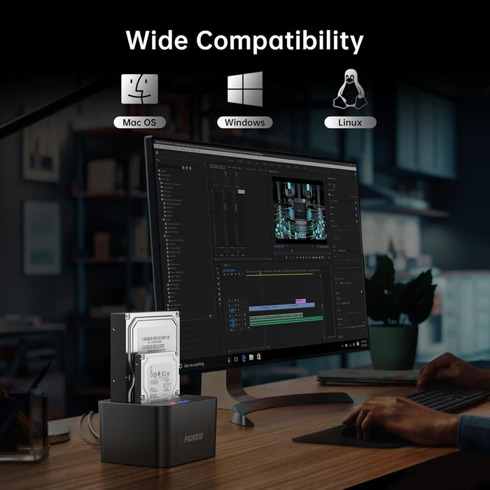 External Hard Drive Docking Station, Hard Drive Dock for 2.5 and 3.5 inch SATA HDD SSD, HDD Docking Station with Dual Bay, USB 3.0 Hard Drive Reader, Support Offline Clone and UASP
