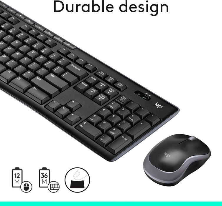 Logitech MK270 Wireless Keyboard and Mouse Combo for Windows, 2.4 GHz Wireless, Compact Mouse, 8 Multimedia and Shortcut Keys, Long Battery Life, for PC, Laptop -- Logitech Warranty