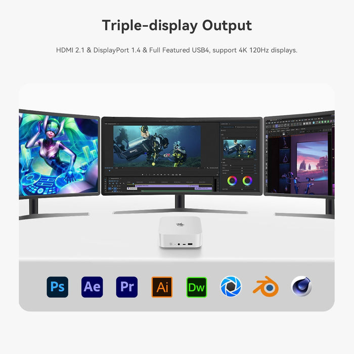 SER8 Mini PC, AMD Ryzen 7 8745HS, 24 GB DDR5 RAM, 1 TB M.2 NVME SSD, Desktop PC 4K@120Hz Triple Display, Mini Gaming Computer WiFi-6/BT5.2/2.5Gbps/W-11 Pro