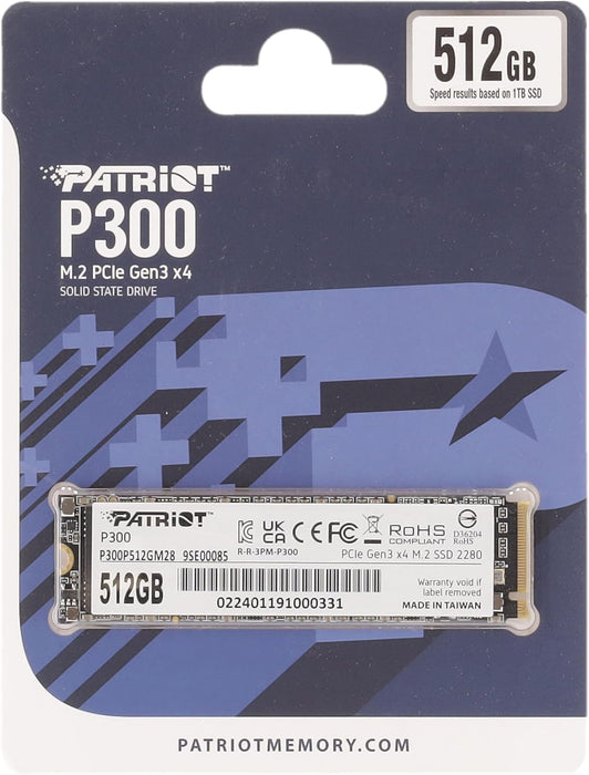 Patriot P300 NVME M.2 PCIe Gen 3 x4 512GB Low-Power Consumption SSD -- Patriot Warranty