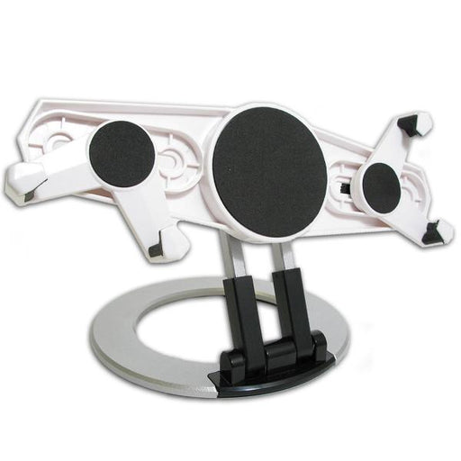 Universal Adjustable Tablet Stand, Arms width adjustable anywhere between 7.5" and 11.5", 360° rotation allows both landscape and portrait viewing