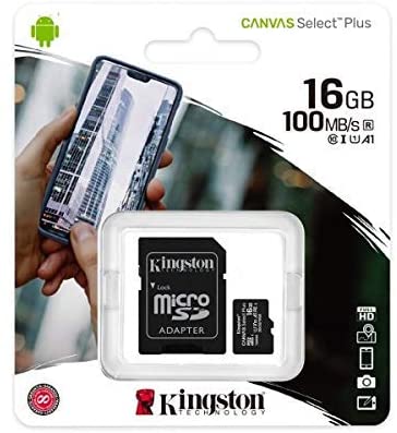 Kingston 16GB microSDHC Class 10 Flash Card with SD adaptor