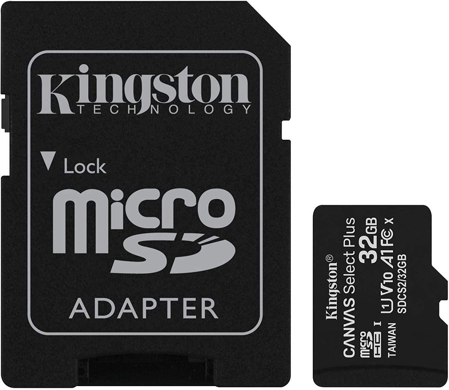 Kingston Micro SDHC Card 100R A1 C10 - 32GB, built-in write-protect switch  with SD Adaptor-- Kingston Warranty