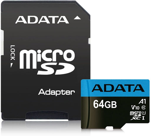 ADATA Premier 64GB MicroSDHC/SDXC UHS-I Class 10 V10 A1 Memory Card with SD Adapter Read up to 85 MB/s