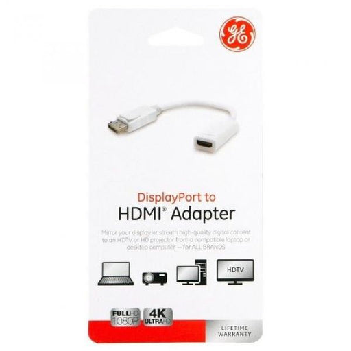 GE DisplayPort v1.2 Male to HDTV Female Adapter - Supports 4K Resolutions, High Bit Rate 2 (HBR2) bandwidth of up to 21.6 Gbps