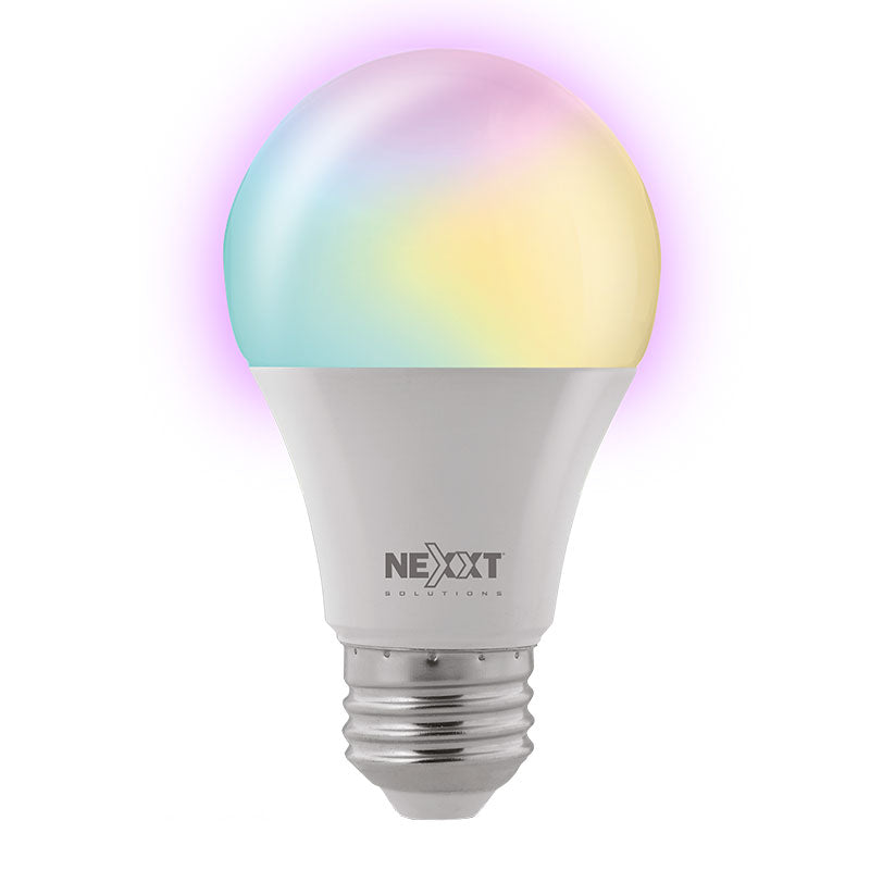 Nexxt Smart Home Indoor WiFi RGB Light Bulb 100V-220V - A19, ( Dimmable, Voice Control, Create Schedules and select  colours)