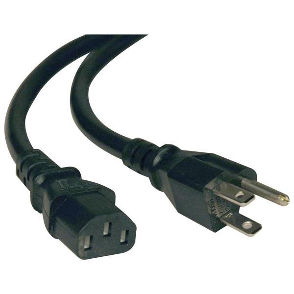 6 Foot. AC Power Cable for PC or Monitor 18AWG- 5-15P to IEC C13