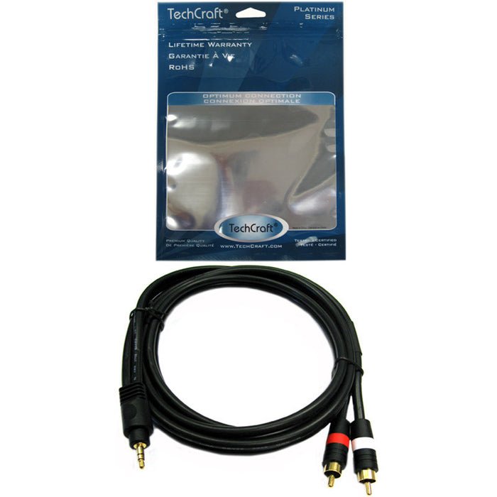 6' Premium Quality 3.5mm Stereo to 2 RCA Splitter Cable