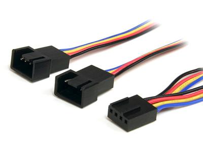 12" Power Splitter cable, Connect two 3 or 4-pin (PWM) Fans to a Single Connector