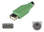 Keyboard / mouse adapter - 4 pin USB Type A  to  Female  6 pin mini-DIN (PS/2 style) - Male - Green