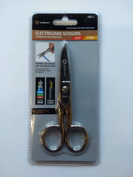 Southwire Electrician's Scissors, Strips 19 AWG & 23 AWG, tempered steel