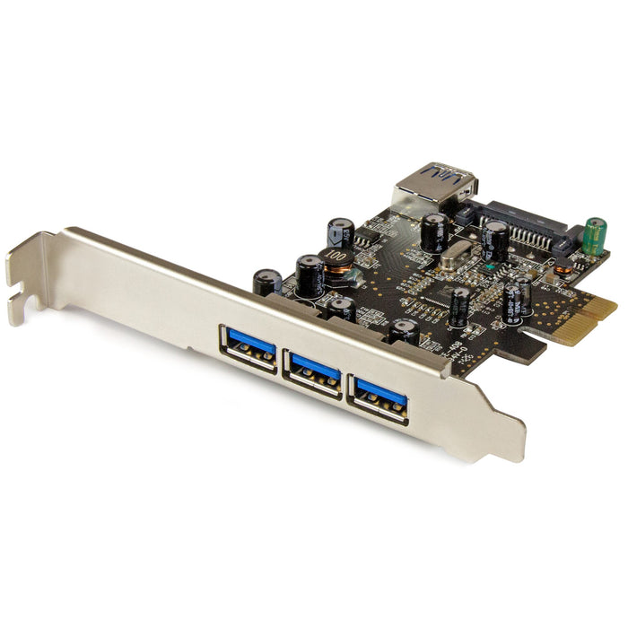 4 Port PCI Express PCIe SuperSpeed USB 3.0 Controller Card w/ SATA Power, 3 External and 1 Internal Port -- 2 Year StarTech Warranty