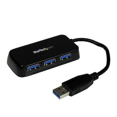 4 Port SuperSpeed Mini USB 3.0 Hub  Black